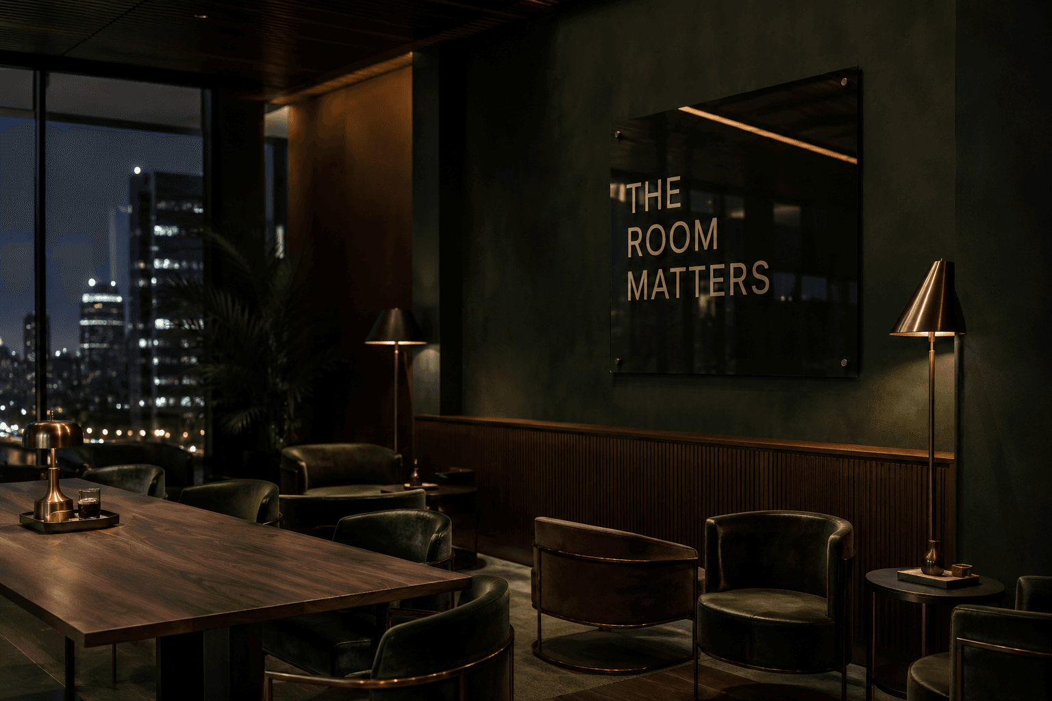 The lounge at dusk